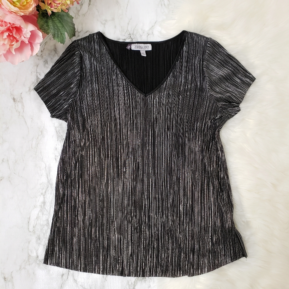 💕 Jennifer Lopez Silver and Black Tropez Gateway Blouse Top Women's Size Small